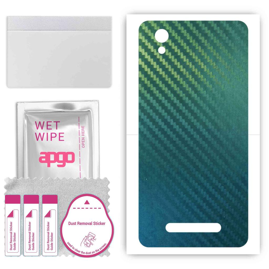 apgo Protective Skin Sticker for the back compatible with ZTE Blade A5 (2019), Wrap Film, Foil, Vinyl - Pattern Carbon Chameleon CAKA1