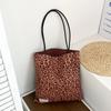 Korean Leopard Double-Sided Shoulder Bags for Women Versatile Vintage Ladies Tote Bag Casual Lightweight Travel Female Handbags