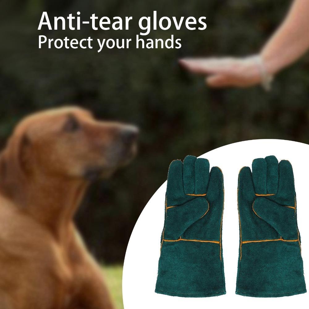2 pcs Thickened Layer Pet Protective Gloves Long Sleeve Scratch Tough Mitts Wild Animal Contact