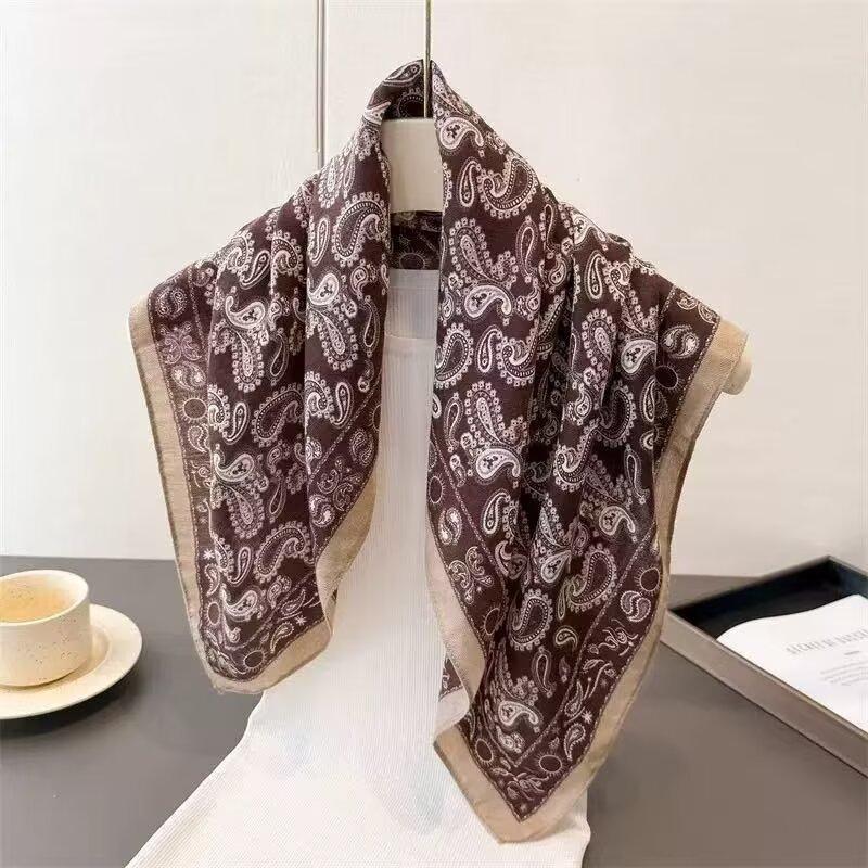 New cotton and linen small square scarf women's autumn and winter Korean version versatile cashew nut small scarf decorative belt neck protection warm