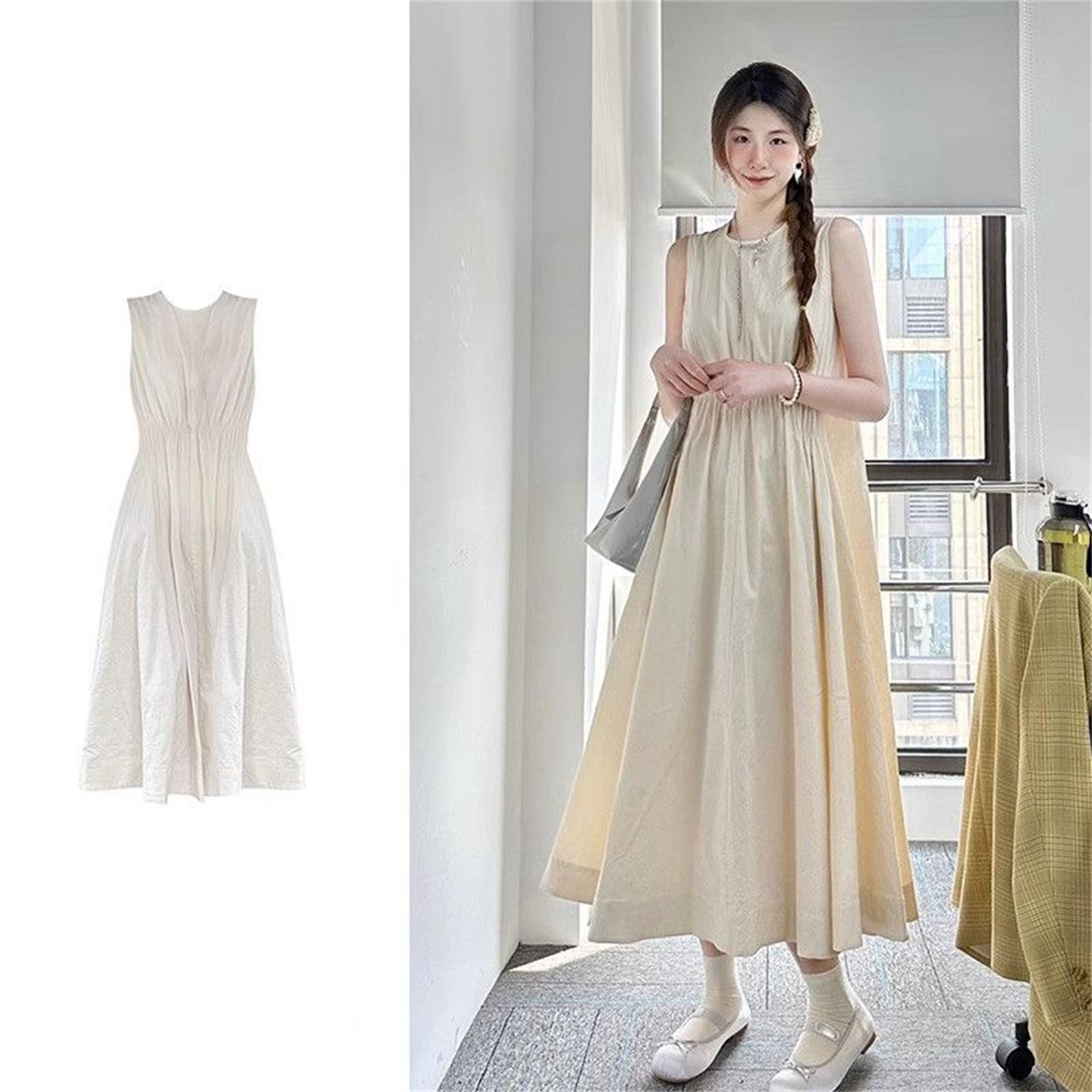 White French sleeveless vest dress women s summer new temperament gentle wind sweet design long skirt S