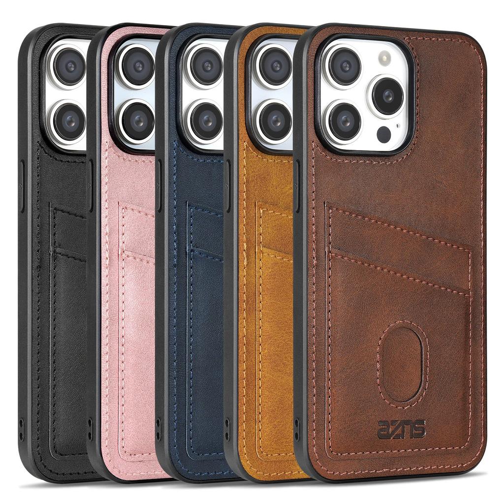 Vertical Cards Solt Wallet Leather Case For iPhone 16 Pro Max 15 Plus 14 13 12 11 Shockproof Business Ultra Thin Pocket Cover