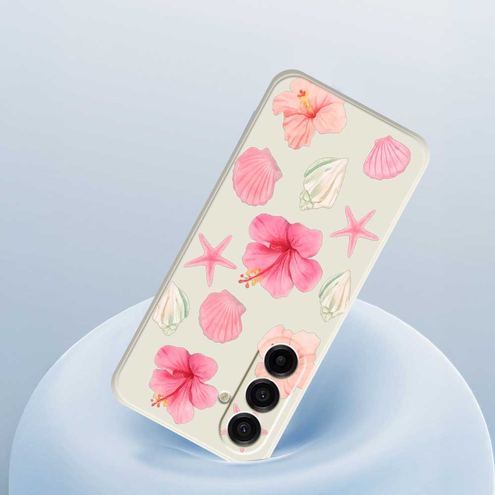 For Samsung Galaxy A17 5G Case Peach Blossoms Shells Pattern Printing Straight Edge TPU Phone Back Cover