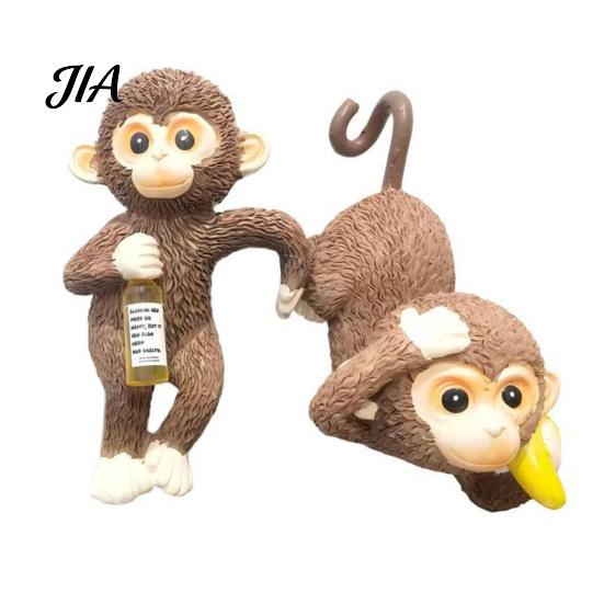 Small Garden Figurine Planter Hanging Monkey Statue, Resin Plant Pot Hugger, Birthday Present for Mom Cute Miniature Flower Edge Decoration