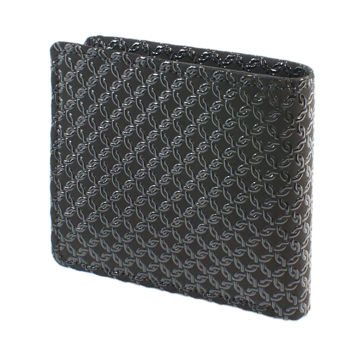 

[Inden-ya] Inden Bifold Wallet with Bill Compartment and Coin Purse, Deerskin, Black with Black Lacquer, Small Ring Pattern, 2006-01-177