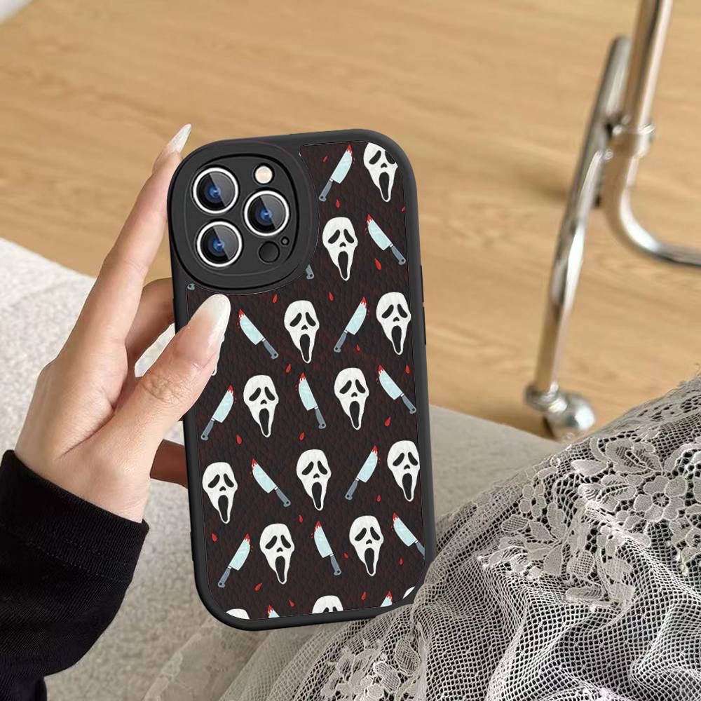 Ghost Face Art Scream Phone Case For IPhone 16 15 14 13 Pro Max 11 12 Plus Leather Silicone Cover