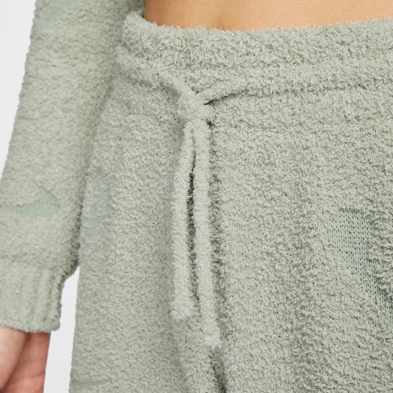 Nike Sportswear Phoenix Cozy Boucle High-Waisted Tie Fashion Versatile Casual Pants Women Bottoms Green FZ1704-370
