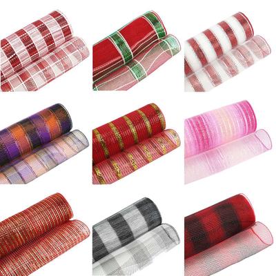 1Roll 10/22Yards Mesh Yarn Roll Mesh Ribbon for Gift Wrapping Christmas Tree Deco Festival Wreaths DIY Wrapping Ribbons
