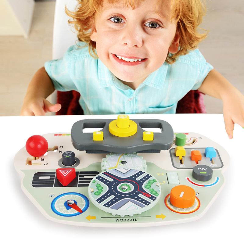 Multifunktionales Baby-Frühförderungs-Puzzlespielzeug: Praktisches Gehirntrainings-Simulations-Lenkrad Busy Board