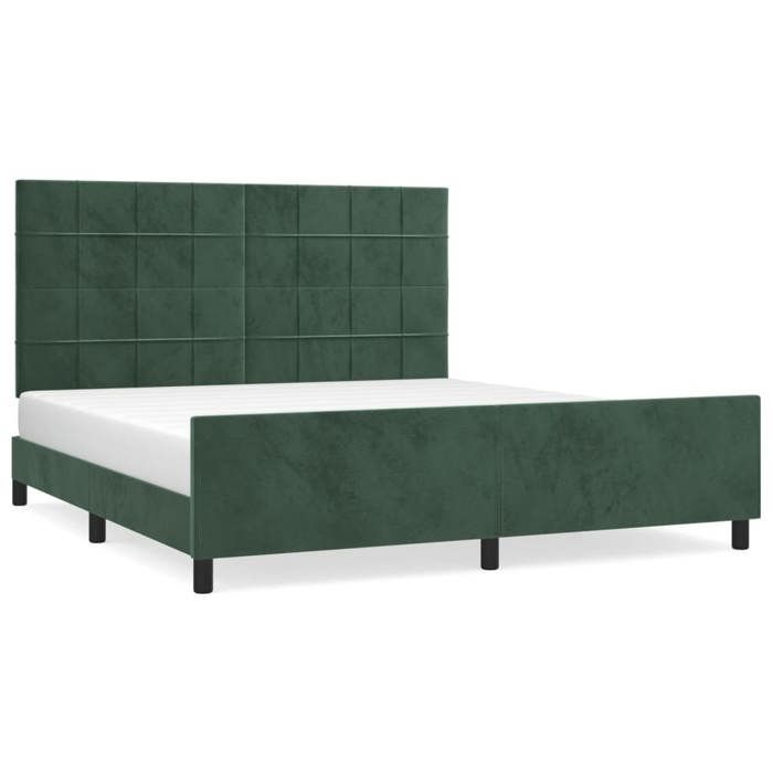 VidaXL Cadre de lit avec tête de lit Vert foncé 160x200 cm Velours3125766