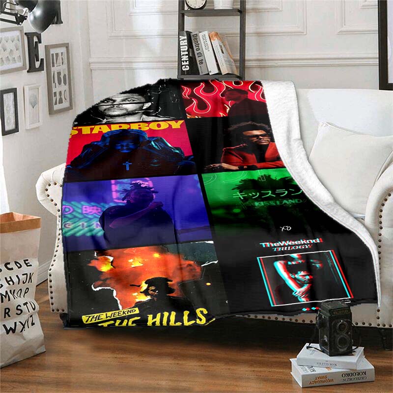 The customizable T-The Weeknd flannel soft blanket is suitable for home, bedroom, bed, sofa, travel, and children's use.