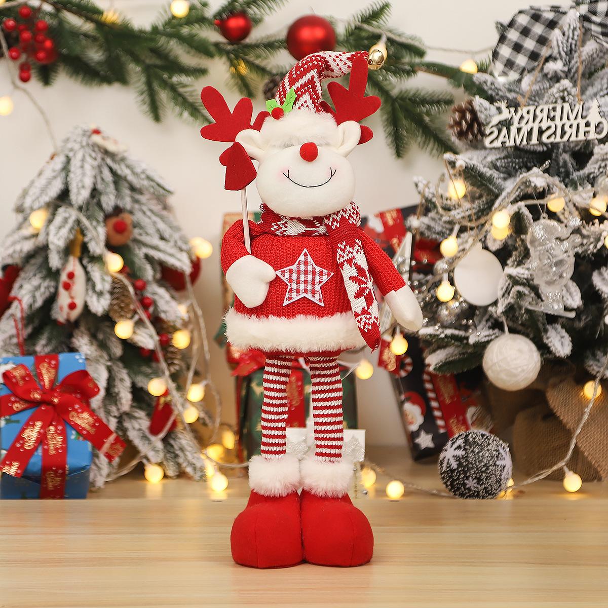 

New Christmas Decoration Red Cartoon Knitted Stretchable Leg Old Man Snowman Doll Christmas Decoration Christmas Gift
