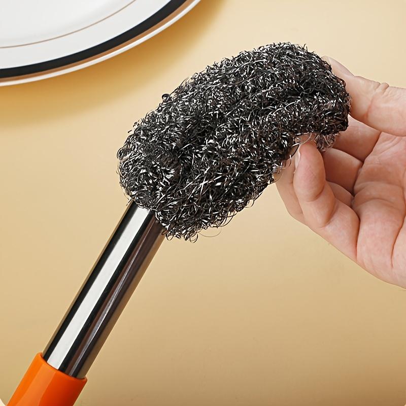 Stainless Steel Brush with Extended Handle - Durable, Non-Toxic| Essential for Thorough Cleaning of Toilets and Kitchens | Ergonomic Grip