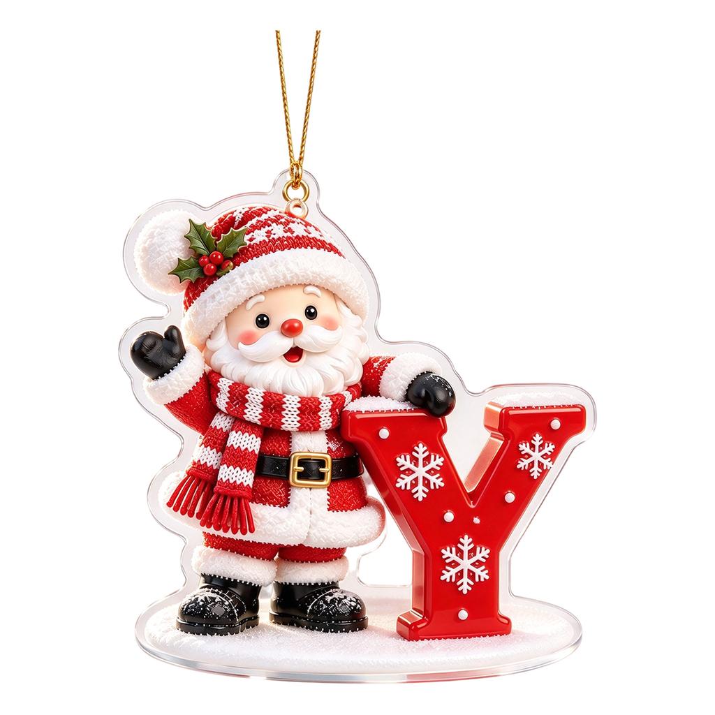 2D Acrylic Christmas Hanging Ornament with Scarf Letter Design for Holiday Tree Decor
