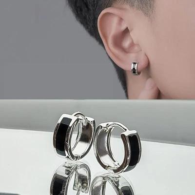In Fashion Vintage Hip Hop Punk Copper Stud Piercing Hoop Earrings for Women Men Circle Pendient Ear Jewelry Black Color