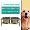 Stainless Steel Dog Food Bowl Fix Prevent Knocked Over Double-bowl Protection Neck Easy Clean Pet Feeding Products Accessories