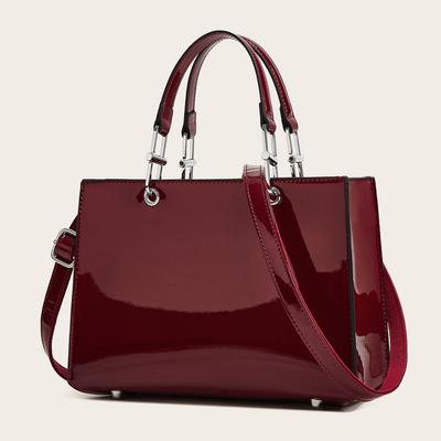 Fashion Women's Bag Patent Leather Light Glue Glossy Platinum Bag Large Capacity Versatile Premium Sense Women's Commuter Handbag