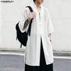 INCERUN Oversized Summer Men 3/4 Sleeve See Through Mesh Sheer Long Shirts Tops
