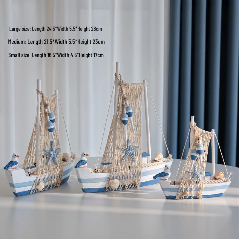 Porzellan Segelschiff Modell im mediterranen Stil - Kreative Holz Heimdeko Ornamente