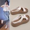 Cool slippers women's summer wear 2025 new thick-soled beach sandals fashion pregnant women's high sense one-word drag