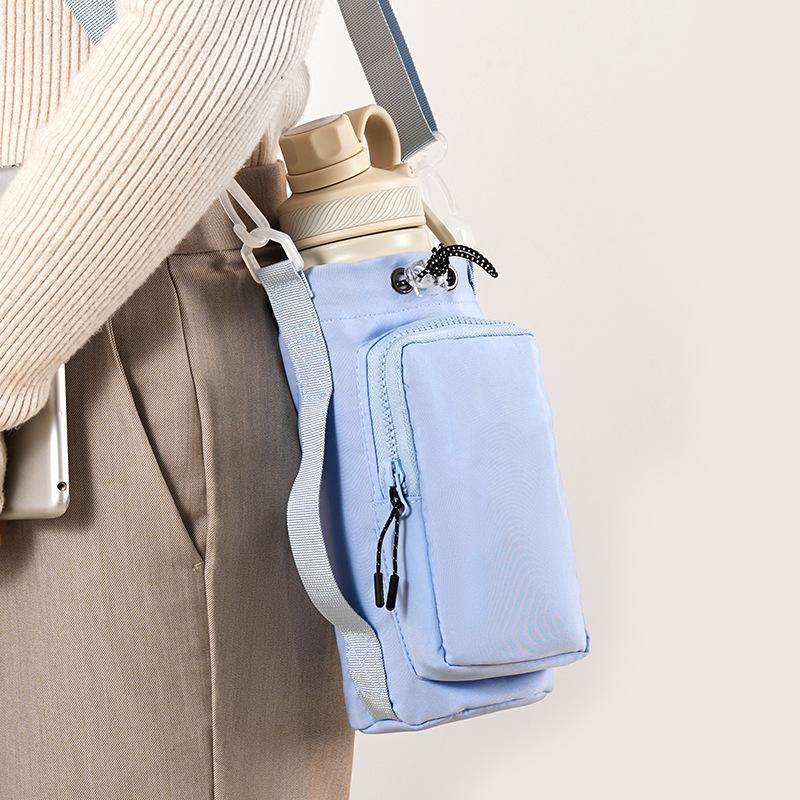 Unisex Flaschenhalter mit Tragegurt, Isolierte Flaschentasche mit Handytasche, Wasserflaschen-Umhängetasche Crossbody