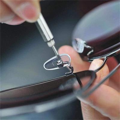 1set Eyeglasses Nose Pads with Screwdriver Soft Oval Silicone Air Chamber Glasses Anti-slip Nose Pad Screw Replacement Repair Tools-B
