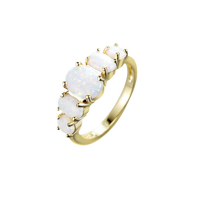 European and American Fashion Women's Egg-shaped Opal Ring - Elegant and Unique Jewelry Gift