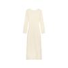 2026 Autumn/Winter Elegant V-Neck Long Sleeve Pleated Waist Split Skirt Dress for Women