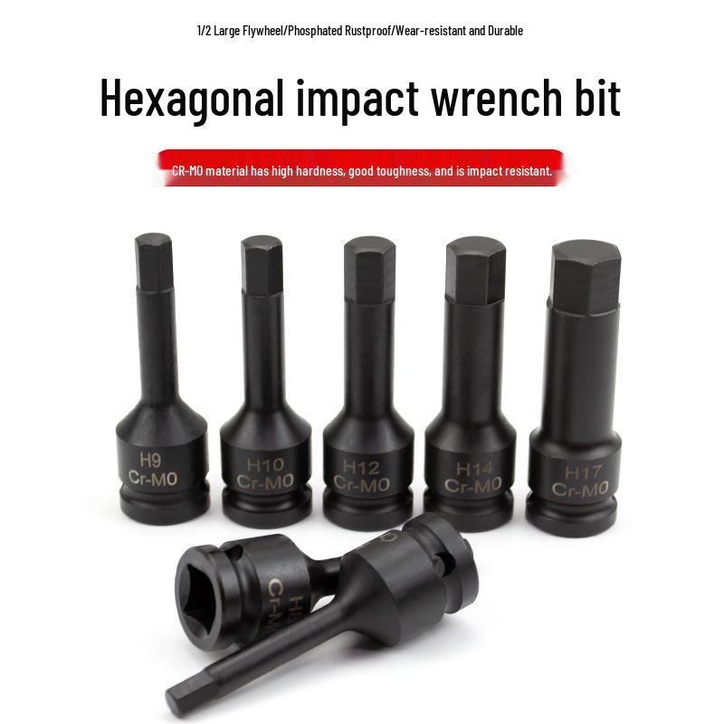 Compact Air Impact Wrench: 1/2" Hex H-Type Pneumatic Screwdriver with Chrome Molybdenum Socket