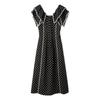 Used New [Snidel] Ruffle Collar Print Dress SWFO261136 Women's BLK 00