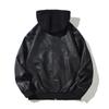Men's Casual Hooded PU Leather Motorcycle Jacket