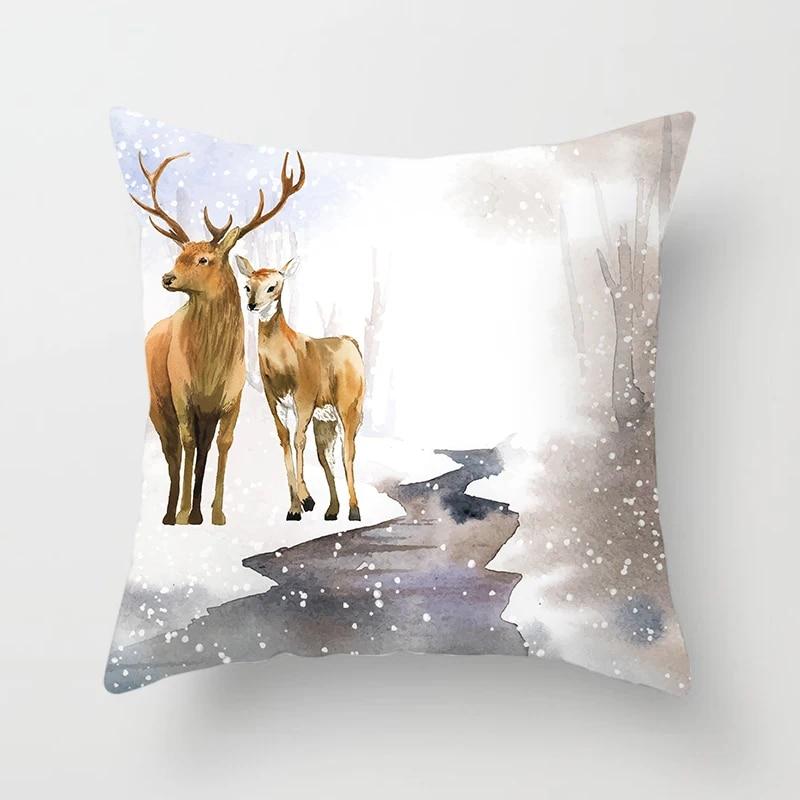 Home Decoration Christmas Snow Pillowcase Santa Claus Gift Fireplace Christmas Decoration Pillowcase