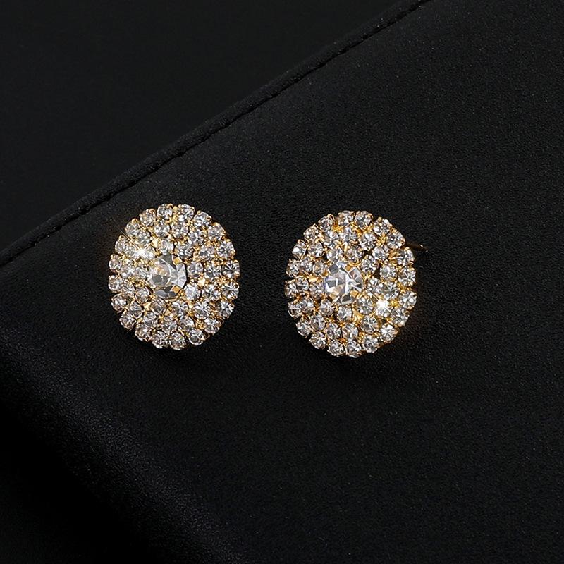 Full Diamond Bridal Set Necklace Rhinestone Crystal Multi-layer Multi-row Collar Stud Earrings Bracelet Three-piece Set Women