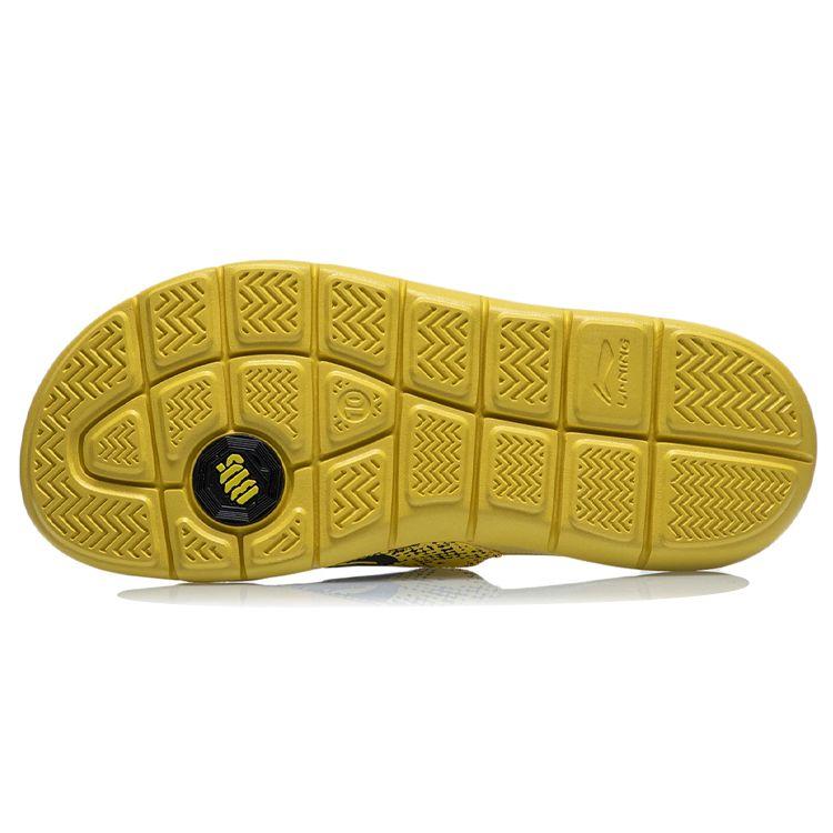 Li Ning Bad Five Bequeme Langlebige Gummisohle EVA Geräuschlose Pantoletten Herren Sandalen Schwarz Gelb ABTR007-2