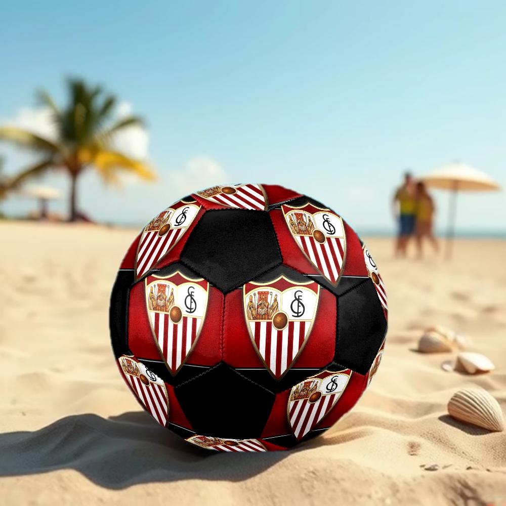 SIZE 5 Sevilla FC Soccer Ball Colorful All Ages Machine Stitched PVC Competition Ready Durable High-Bounce