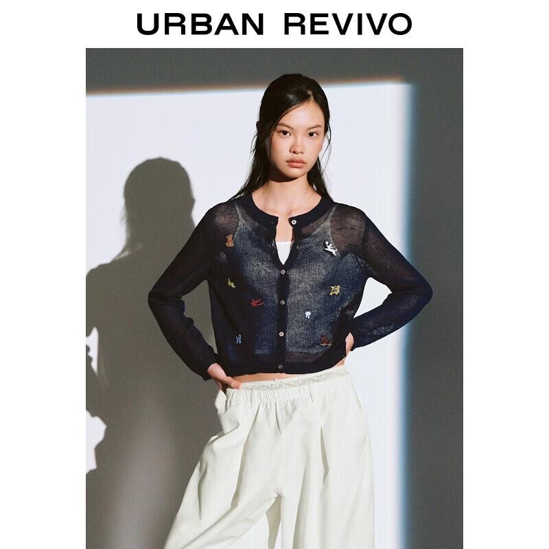 UR Women s Urban Embroidered Round Neck Knit Cardigan M