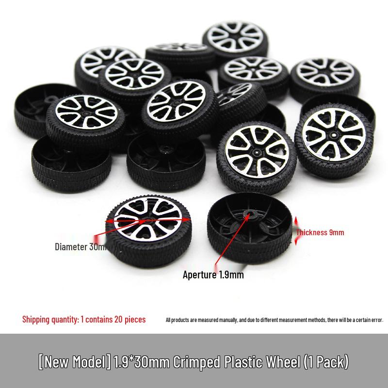 DIY Model Toy Car Wheels with 2mm Hole - Plastic Tires for Handmade Four-Wheel Drive Cars