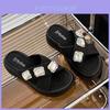Chic Summer Rhinestone Open Toe Cross Band Thick Sole Slide Sandals For Women