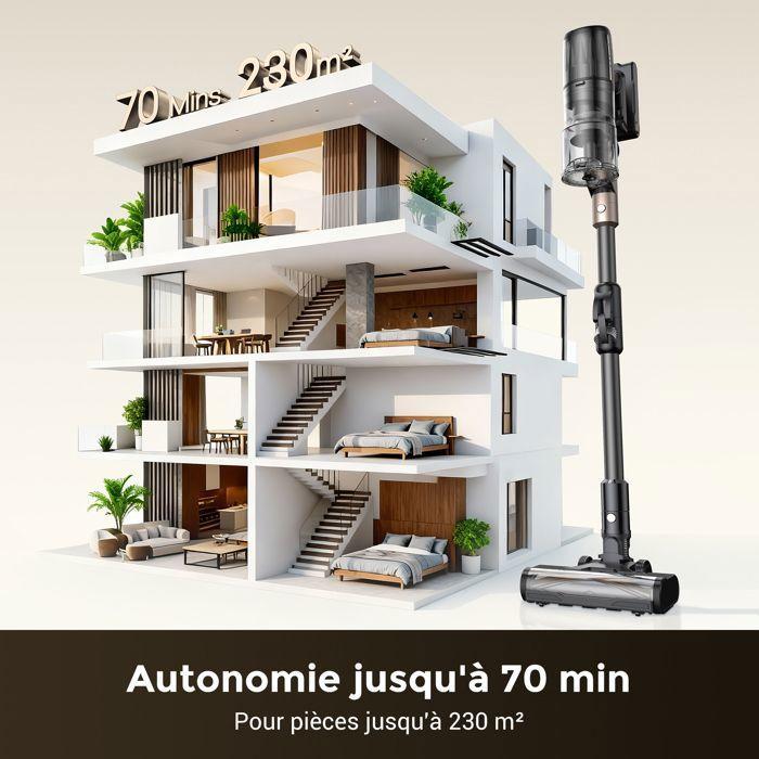 Proscenic PO20 Cordless Wet/Dry Upright Vacuum, 80 kPa, 180 AW, 70-Minute Runtime, 180° Foldable Tube, Pet Hair