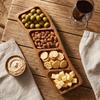 3/4 Compartments Wooden Snack Tray Portable Nut Platter Candies Tray  Living Room