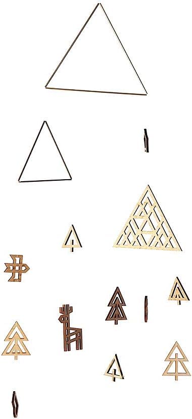 

Furniture Village Sukima. Forest Mobile (30x50cm / Wooden Ornament) Scandinavian Style, Stylish Natural Wood Garland, Interior Decor for Kids Rooms,