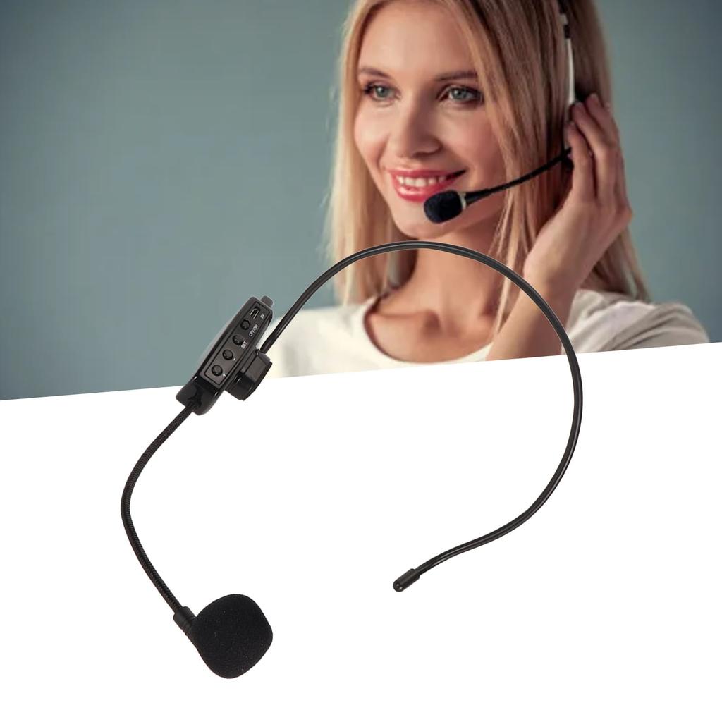 Wireless Microphone Headset, Stable Noise Canceling UHF Wireless Headset Mic for Teaching, Preaching and Public Speaking, 400 MAh Battery