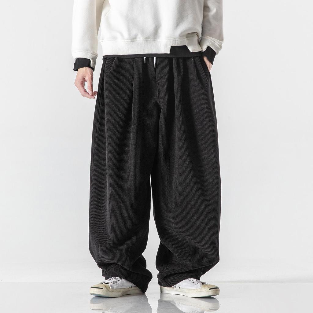 Frühling Herbst und Winter Übergröße Herren Vier Jahreszeiten Flachbein Hose Sportlich, Lässig Bequem Kord Samt Uni Locker Hose