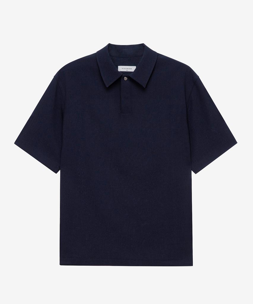 MINDBRIDGE Linen-Like Pullover Semi-Overfit Short Sleeve Shirt
