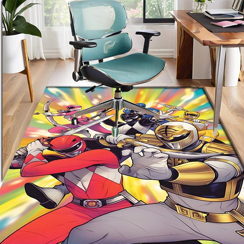 Mighty Morphin Power Rangers Pattern Rug, Indoor/Outdoor Mat, for Picnic, Gameroom, Bedroom, Office, Living Room, Home Decor Carpet, Birthday Gift