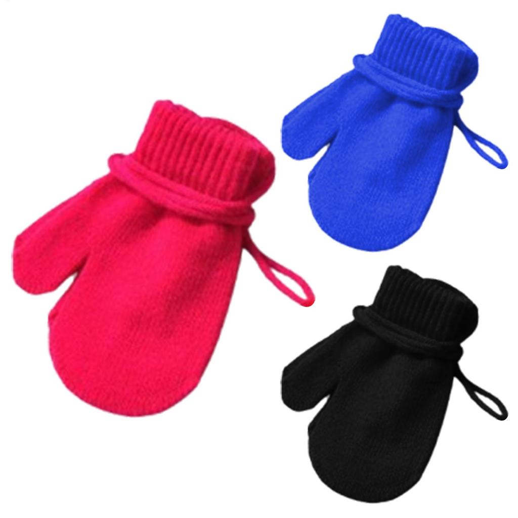 Children's Knitted Gloves Snow Gloves With String Comfortable Warm Mittens Cute Kids Winter Accessories For Skiing Skating
