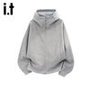 Izzue Men's American-Style Mock Neck Hooded Zip-Up Hoodie
