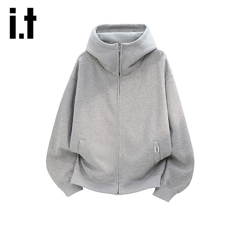izzue Men's American-Style Mock Neck Hooded Zip-Up Hoodie