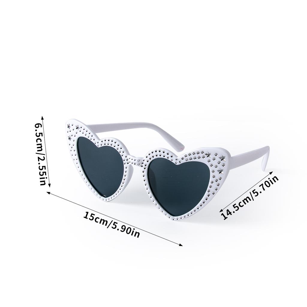 Sparkling Rhinestone Love Heart Frame Sunglasses for Women Wedding Decoration Bridesmaid Gift Summer Beach Party Sun Glasses
