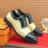 Fashion Block Shoes Men Yellow Green Patent Leather Spliced British Style Lace Up Business Office Brand Formal Shoe Size 38-46 Men Shoes